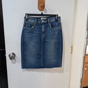 L'AGENCE Blue Denim Midi Skirt